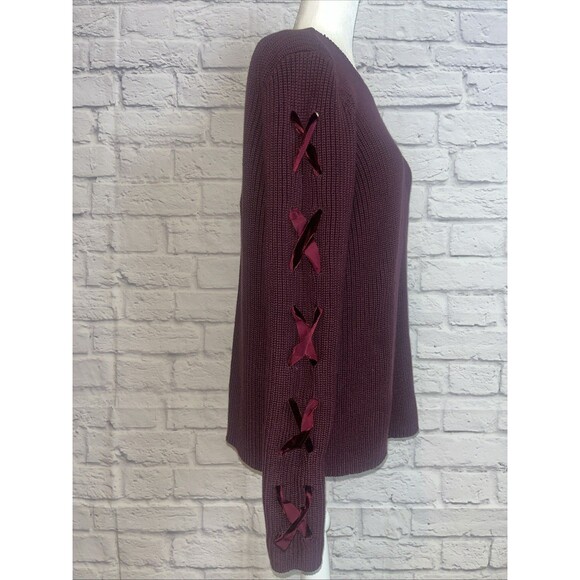 Lauren Ralph Lauren Women’s Chunky Knit Burgundy Casual  Sweater Size Large - Picture 2 of 8